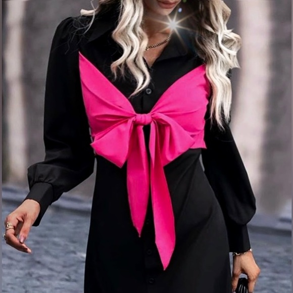 Fall Line Women’s BowTie Shirt Dress - Picture 6 of 16